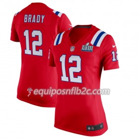Camiseta Mujer NFL New England Patriots Tom Brady 12 Nike Rojo 2019 Super Bowl LIII 